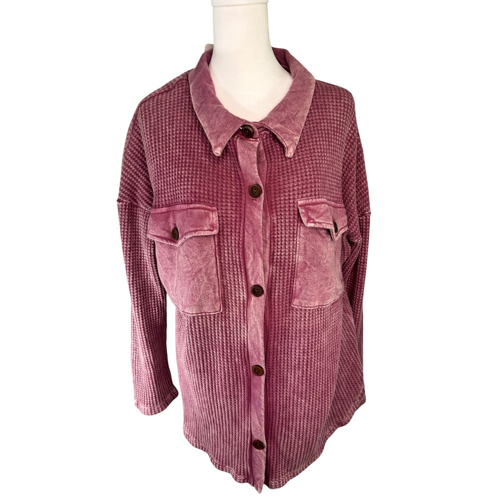 Bucketlist Oversize Button Up Long Sleeve Size Small Dusty Rose